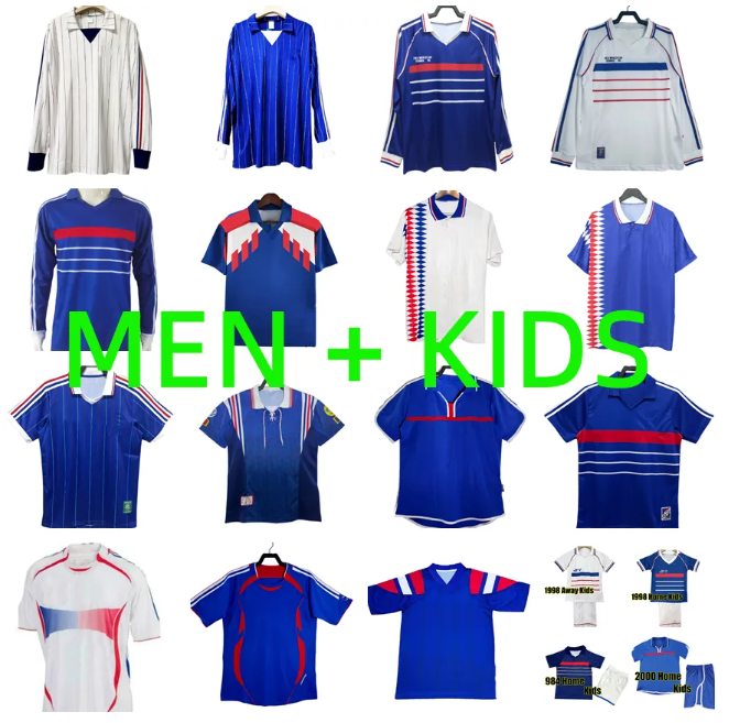 Retro French ZIDANE HENRY soccer jerseys 1982 1984 1985 1986 1996 1998 2000 2002 2004 2006 2010 DJORKAEFF TREZEGUET DESCHAMPS home away VINTAGE football shirt S-2XL