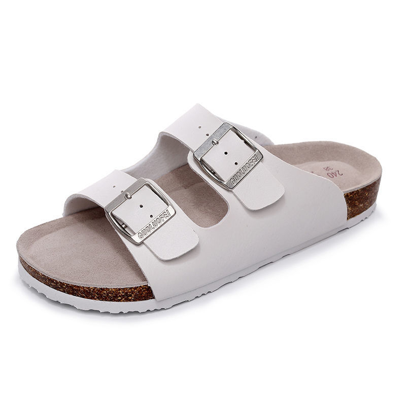 Free shipping designer slippers for men, 2025 summer new sandals, fashionable cork slippers for women, large-sized couple anti-slip beach shoes