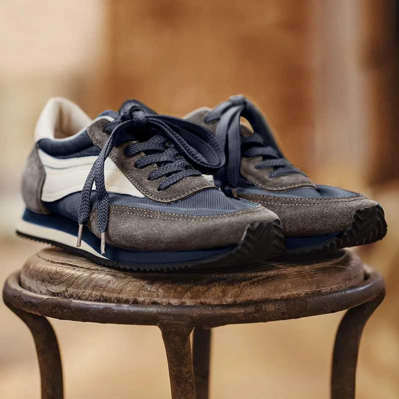 Made New Green Casual Color-Block Running Shoes Mens Low-Top Lace-up Retro Jogging Shoes Breathable Vintage Street Shoes W250517