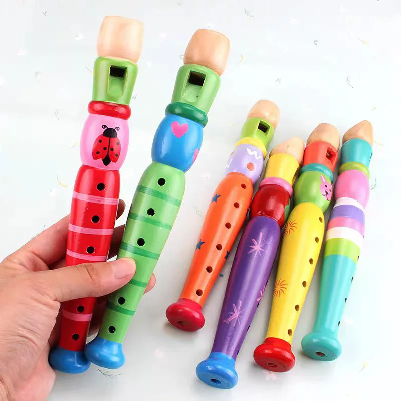 Piccolo Wooden Flute Instrument For Kids Montessori Musical Early Childhood Development Toys Preschool Educational Gift