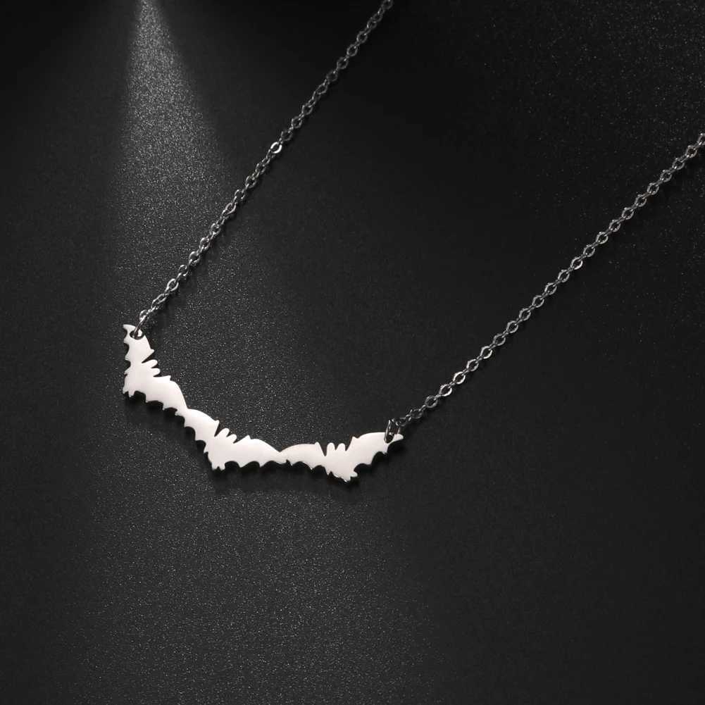 EUEAVAN 5pcs Halloween Pendants Stainl Steel Bat Pendant for Necklace DIY Bulk Charms Jewelry Making Supplies WholesaleXJ250517