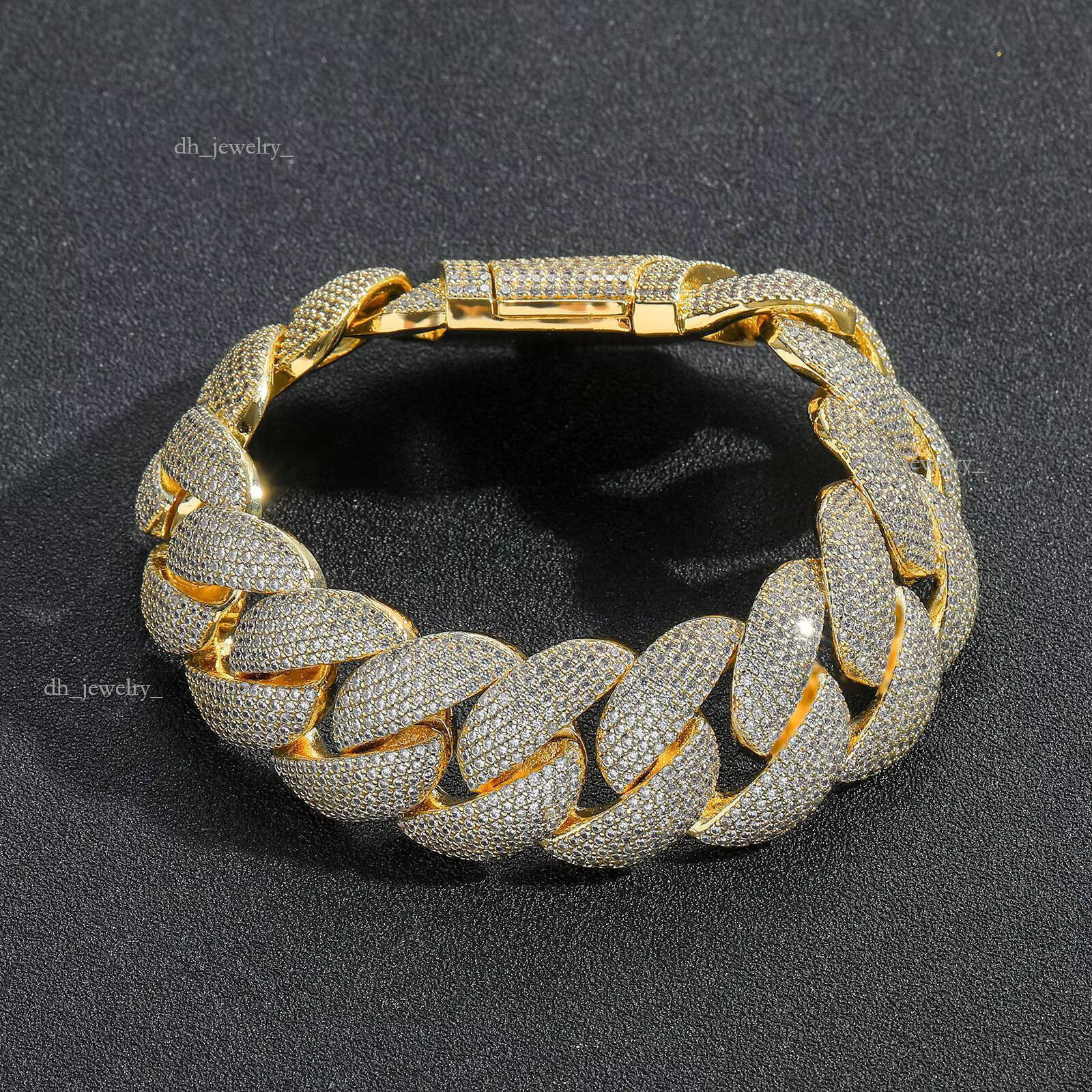 Hip-hop Trend Jewelry Copper-encrusted Zircon 22mm Cuban Chain Gold-plated Men's Necklace Wholesale