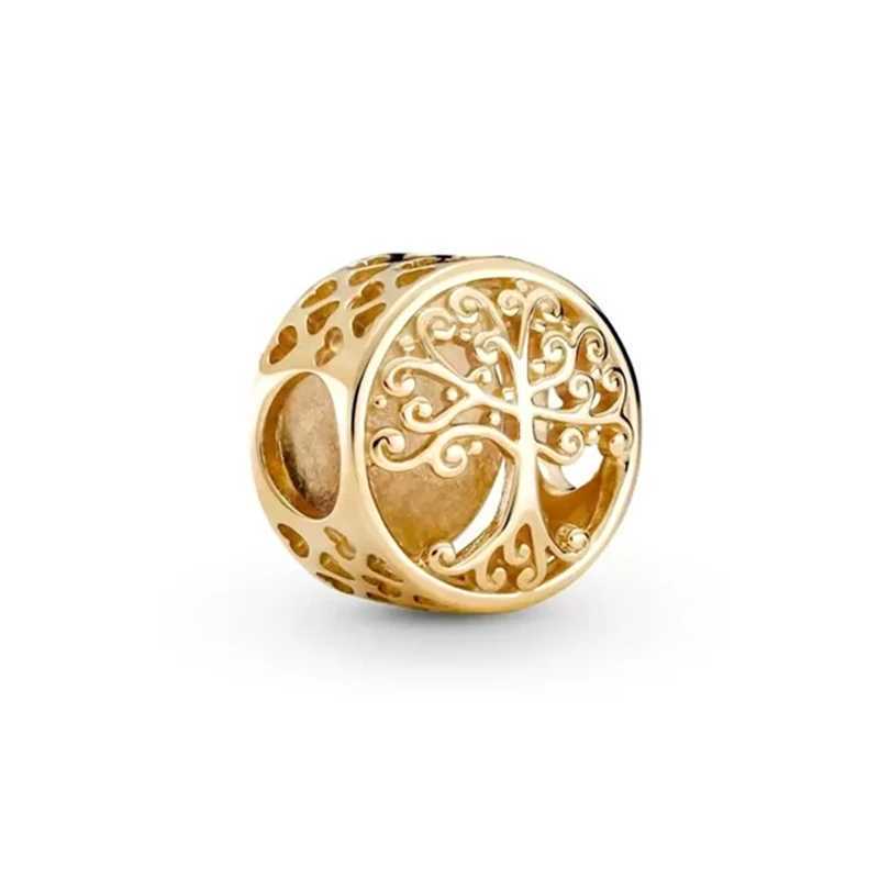 New Fine Gold The Cross of Jesus Family Tree Cactus Charm Beads Fit Original European 925 Silver Bracelet DIY Women Jewelry GiftXJ250517