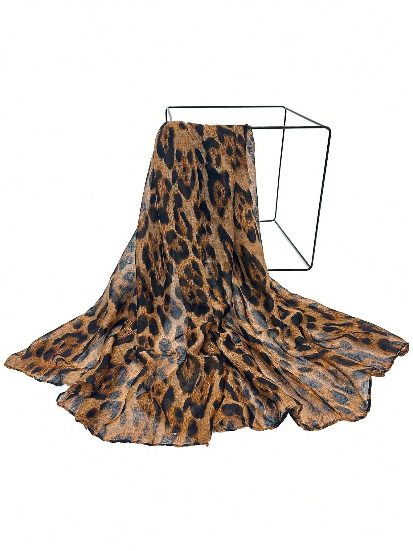 2024 Boho 1pc Leopard Print Soft Lightweight Womens Scarf Shawl Suitable Muslim Hijab Wrap For Daily Commuting Outdoor Wear 250517
