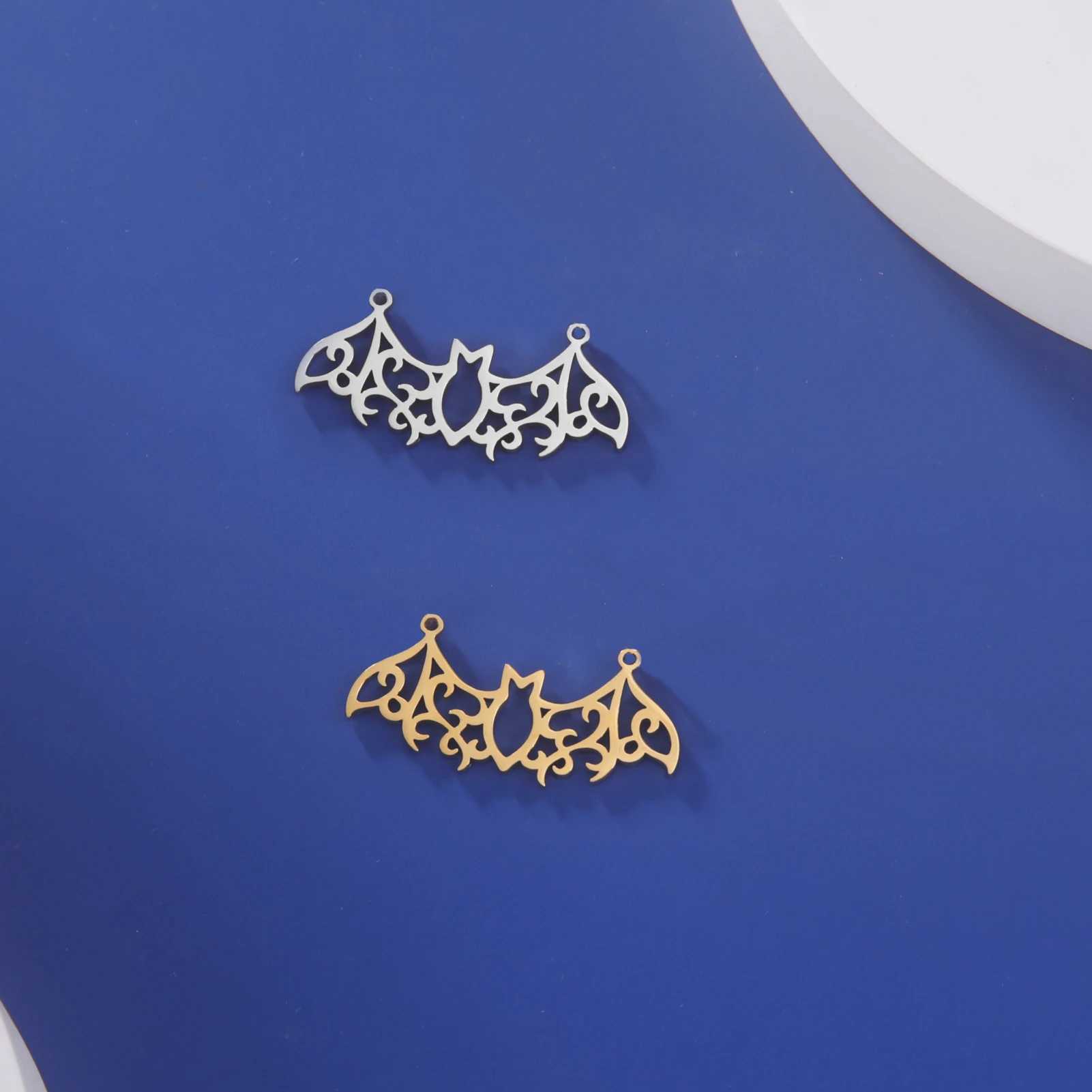 EUEAVAN 5pcs Halloween Pendants Stainl Steel Bat Pendant for Necklace DIY Bulk Charms Jewelry Making Supplies WholesaleXJ250517