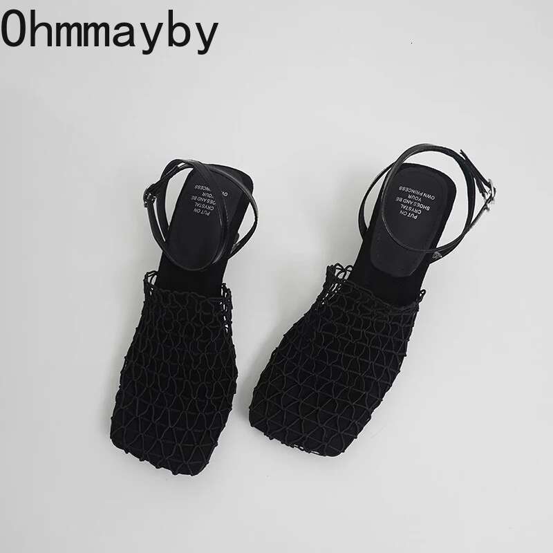 Designer Hollow Out Women Sandals Concise Party Dress Singbacks Pumps Summer Square Toe Women's Sandalias
