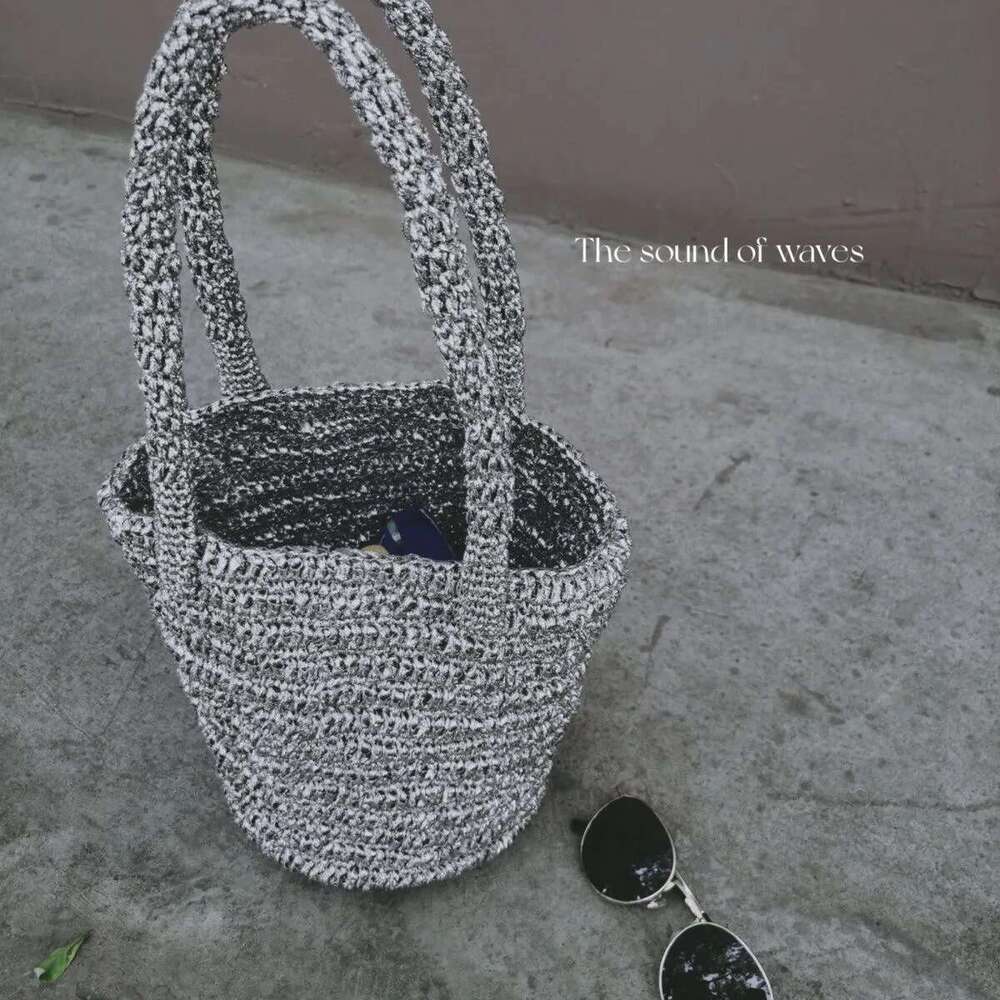 Handmade Crochet Bucket Bags Chic Ladies Sier Tote Handbag Shoulder Fashion Women Summer Beach Bag