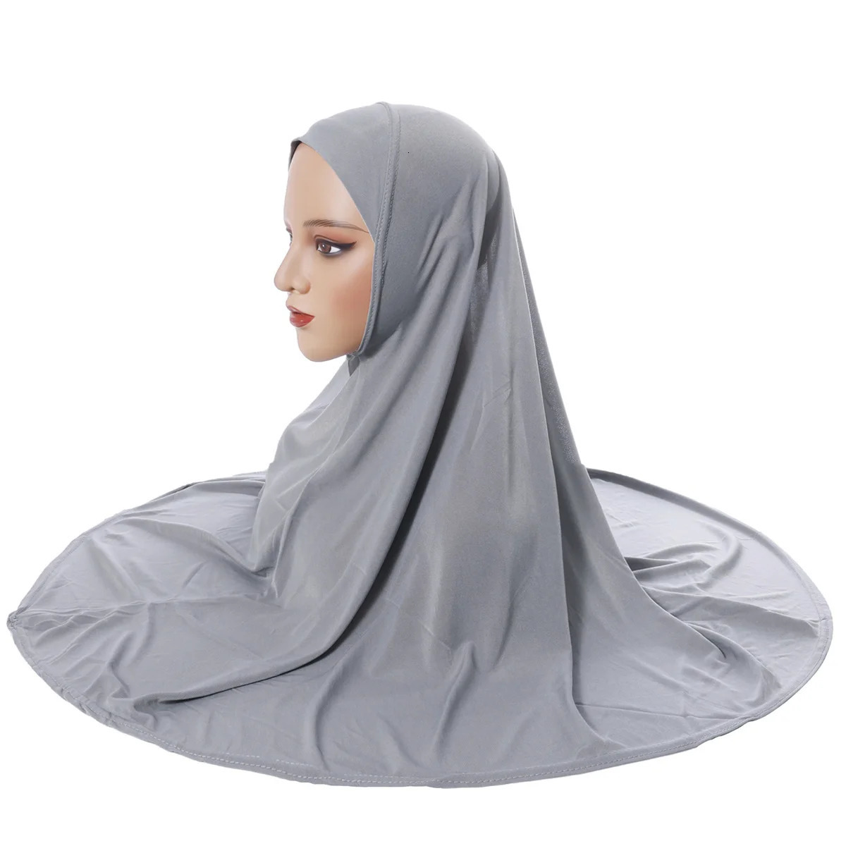 Womens hijab headscarf Arab head cover double layer round edge bottom cap high elastic scarf 250517