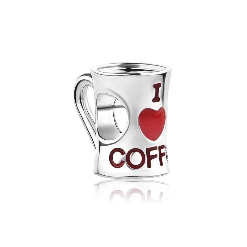 Hot Coffee Pot Cup Cocktailcup Small Dangle Charm Beads Fit Original 925 Sterling Silver Bracelet Women DIY Jewelry GiftXJ250517