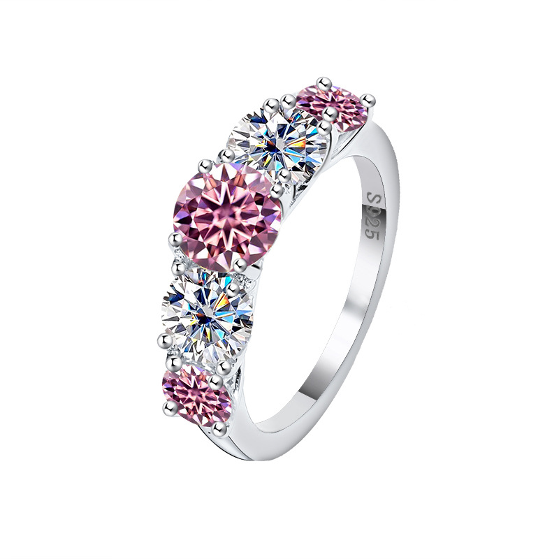 3.6CT Moissanite band Ring S925 sterling silver 5 artificial diamond Lucky God Ring, a unique and high-end, light luxury and fashionable band ring