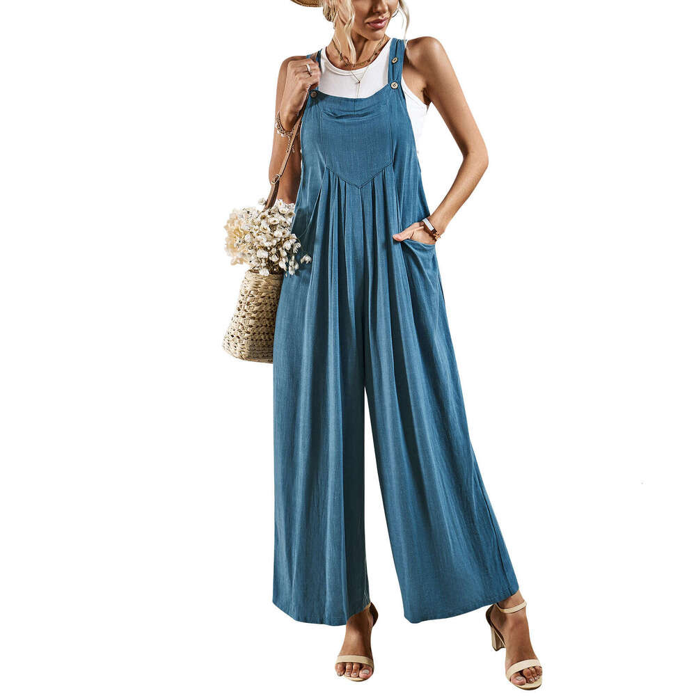 Wide Leg Jumpsuit Diyun Women S Solid Color Overalls Summer Loose Wide Leg Jumpsuit Pants