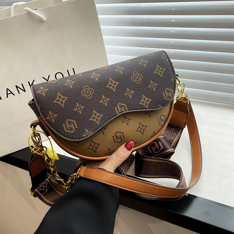 Women's New Designer Colorful Print Saddle Bag, Luxury Versatile Underarm Shoulder & Crossbody Bag With Free shipping