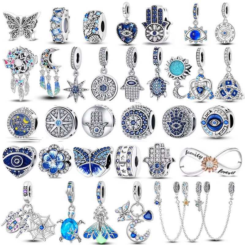 925 Sterling Silver Firefly Charms Evil Eye Hot Air Balloon Blue Charms Fit Original Bracelet Beads for Jewelry MakingXJ250517