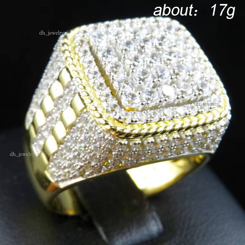 Huitan New Arrival Jewelry Crystal Rhinestone Exaggerated Full Zircon Wedding Iced Out Gold Plated Mens Dia Ring