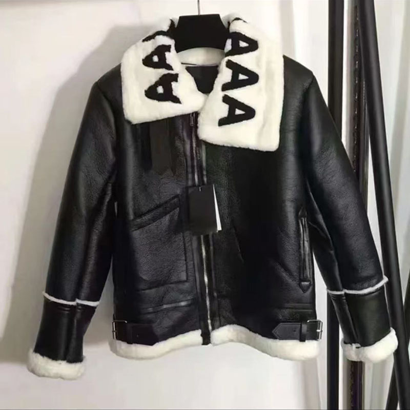 High-end brand fashion designer women's fur one-piece jacket luxury high quality women's leather jacket tops