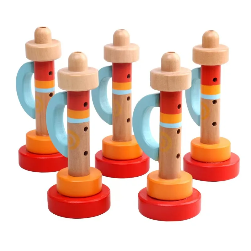 Wooden Trumpet for Kids Music Instruments Preschool Early Educational Toys Birthday Gifts Party Favors Kinder Spielzeuge