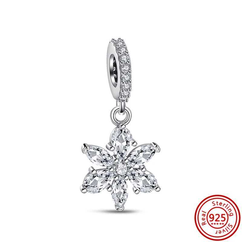 925 Silver Clear Zircon Snowflake Hearium Angel Wings Heart Sparkling Beads Fit Original Pantaro Charms Bracelet DIY JewelryXJ250517