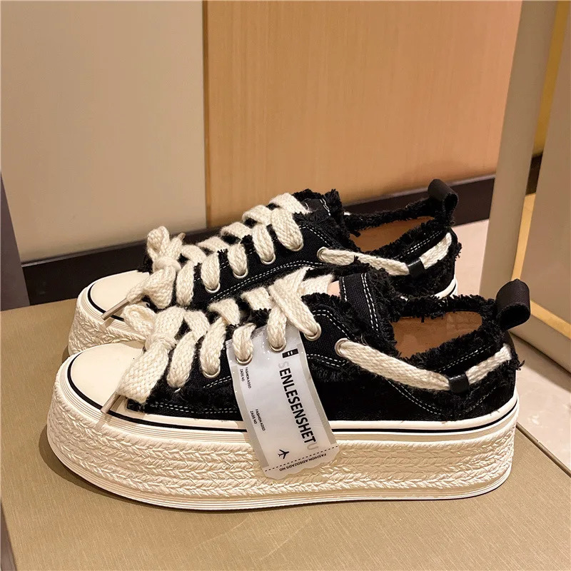 Womens Style Breathable Floral Canvas Shoes Autumn Thick Platform All-match Student Sneakers Zapatillas Mujer 250515