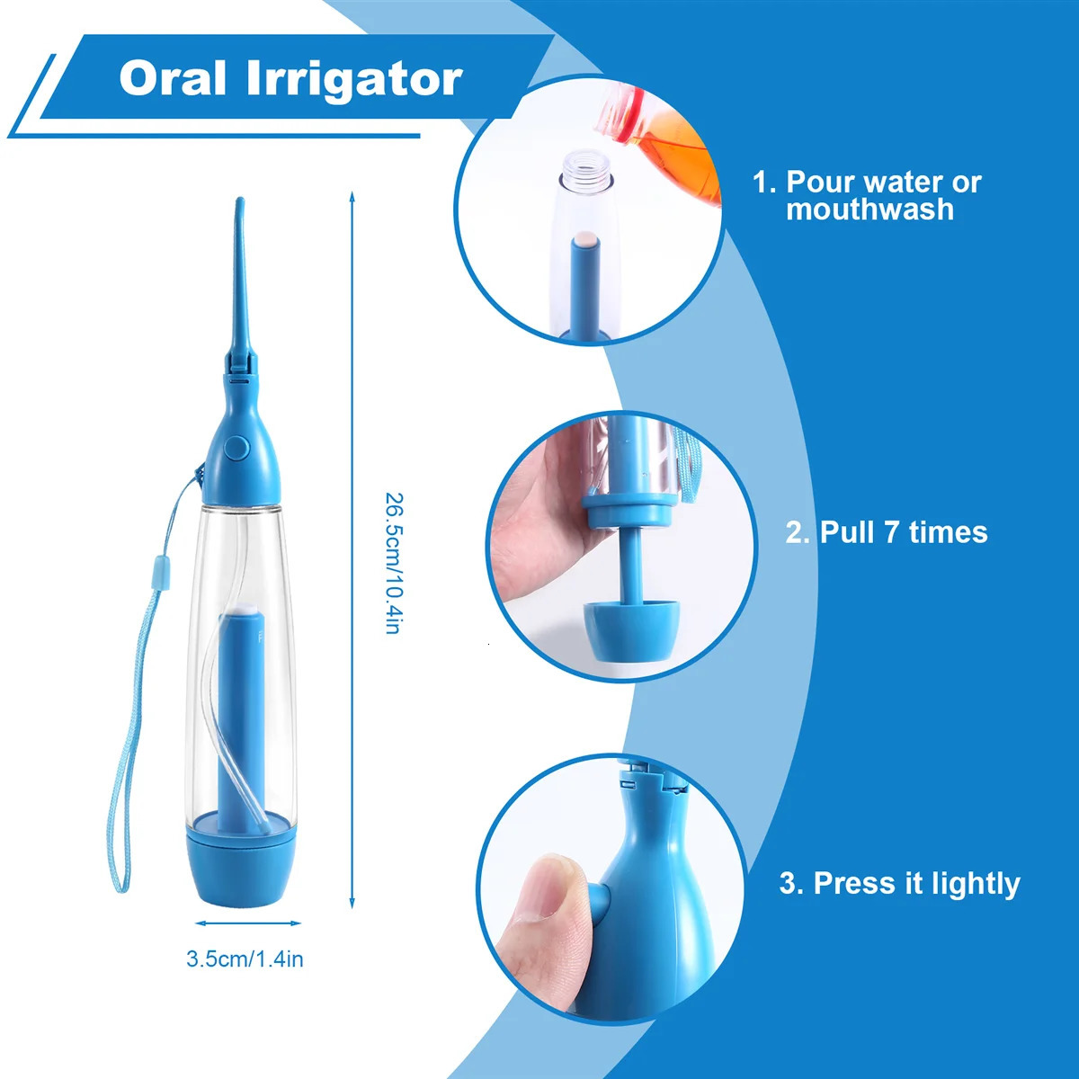 Portable Oral Irrigator Clean the Mouth Wash Your Tooth Water Irrigation Manual Water Dental Flosser No Electricity Abs 250517