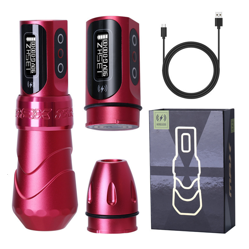 Tattoo Machine 2 Battery Wireless Tattoo Machine Powerful Coreless Motor Lithium Battery LED Display Permanent MakeUp Tattoo Artist 230811