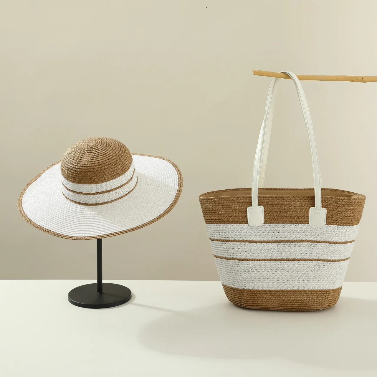 Blue straw hat bag set 2025 summer sun hat travel beach straw hat outdoor sun hat sombrero para sol mujer 250516