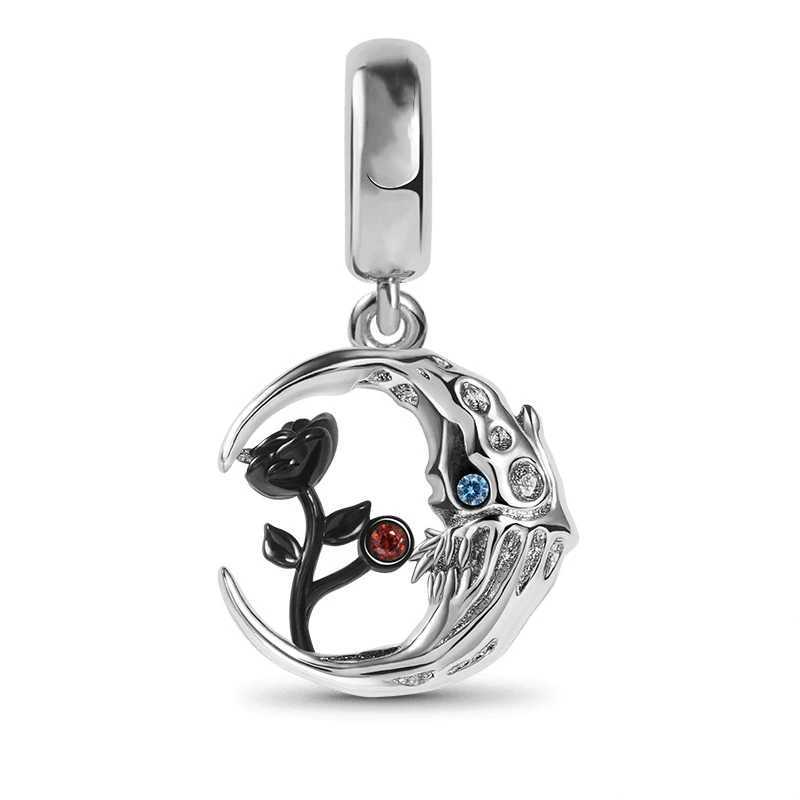 New DIY Charm Beads Jewelry Gift Black Red Roses Daisy Lily Plum blossom Tulip Fit Original 925 Sterling Silver BraceletXJ250517