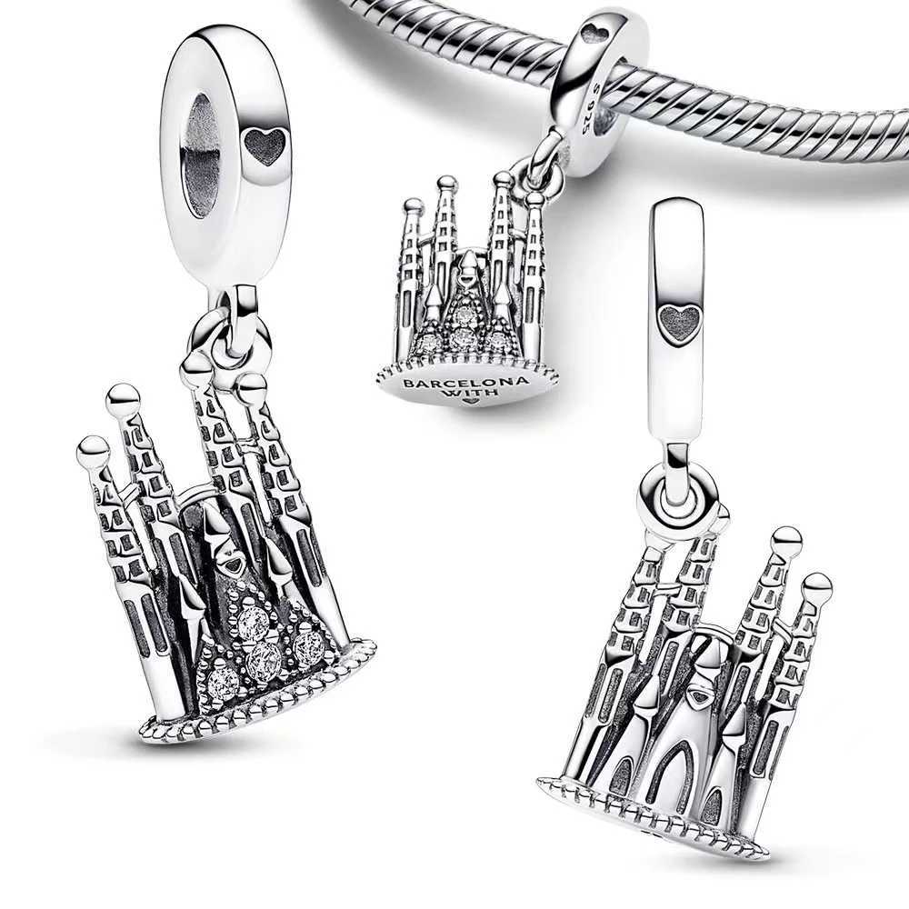 New 925 Silver Castle exquisite charm pendant suitable for original bracelets necklaces DIY womens jewelry accoriesXJ250517