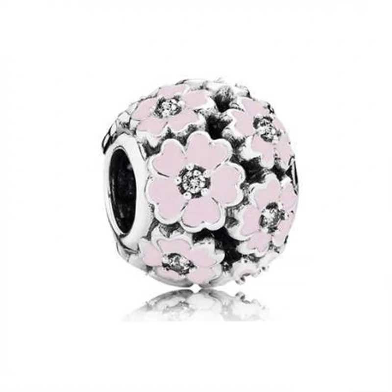 Hot Sale Openwork Pink Daisy Flower Butterfly Fairy Charm Bead Fit Original European 925 Sterling Silver Bracelet Jewelry GiftXJ250517