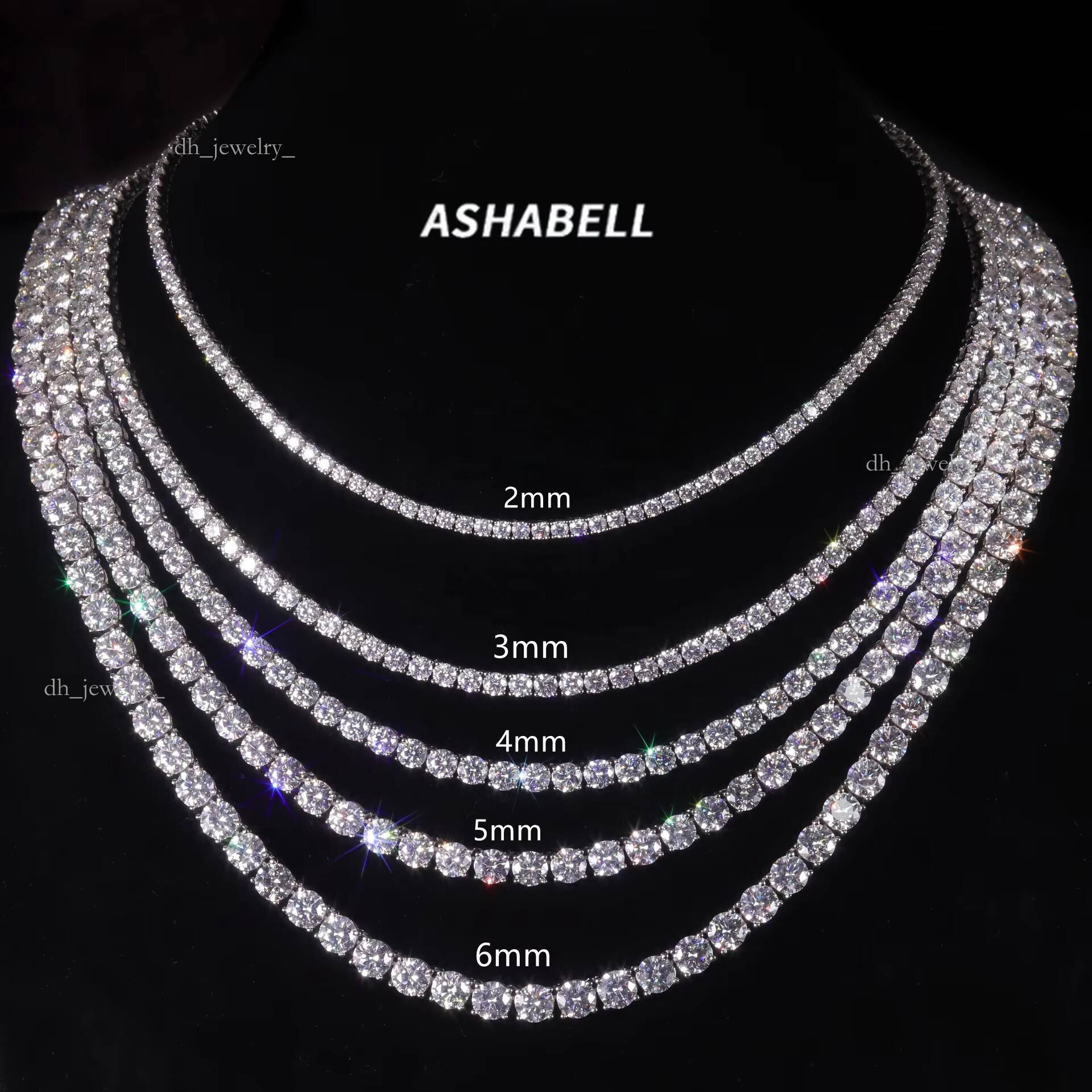Pass dia tester Cubic Zirconia Moissanite Necklace Sier Dia Chain vvs moissanite tennis chain for Women or Men