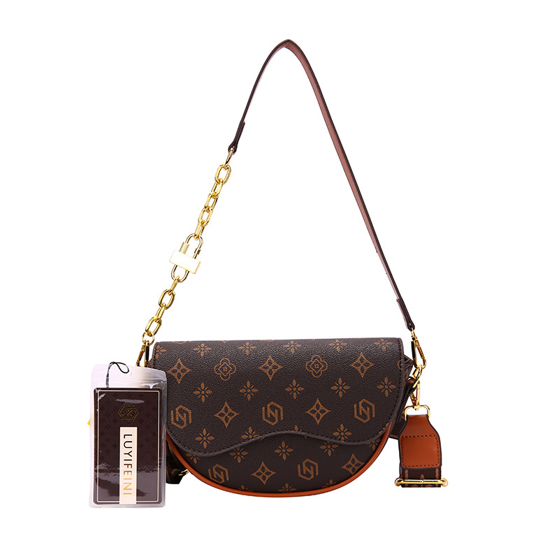 Women's New Designer Colorful Print Saddle Bag, Luxury Versatile Underarm Shoulder & Crossbody Bag With Free shipping