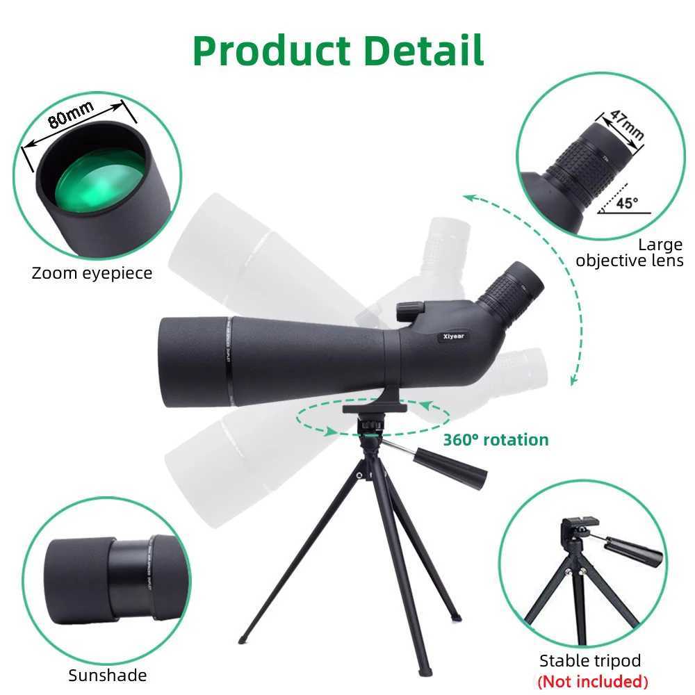 25-75x80 Telescope Spotting Scope Large Field Powerful Zoom Monocular With Phone Adapter Tripod For Bird Watching Camping Y250516