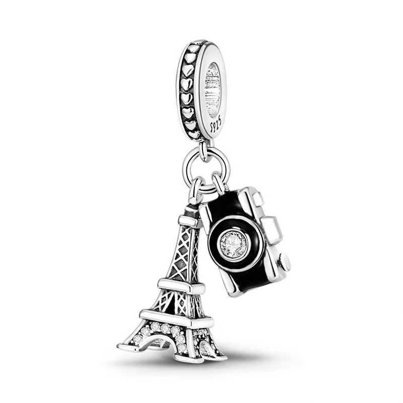Fine Vintage Camera Compass Dangle Charm Beads Fit Original Silver 925 Bracelet Necklace Women DIY Fashion Jewelry GiftXJ250517