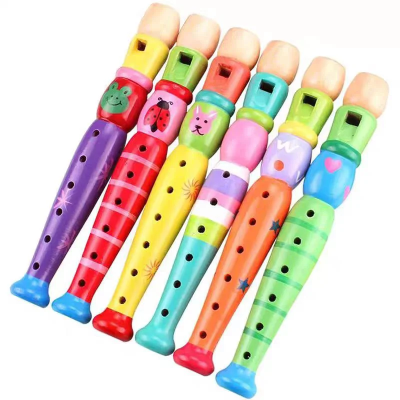 Piccolo Wooden Flute Instrument For Kids Montessori Musical Early Childhood Development Toys Preschool Educational Gift