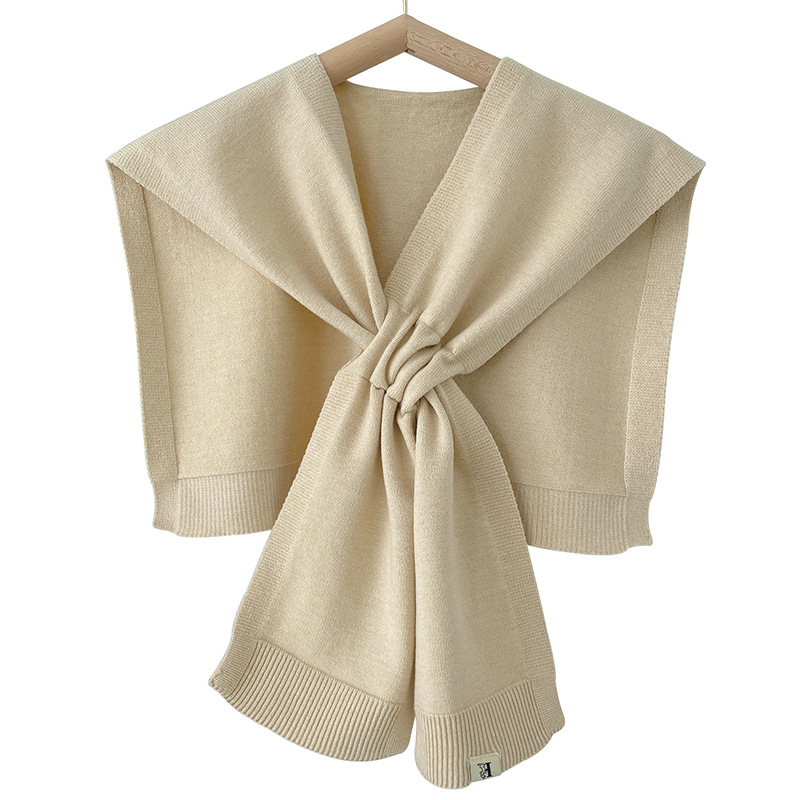 K743 2024 new spring and summer cross-knitted shawl for women with decorative fake collar, fashionable and versatile neck protection waistcoat