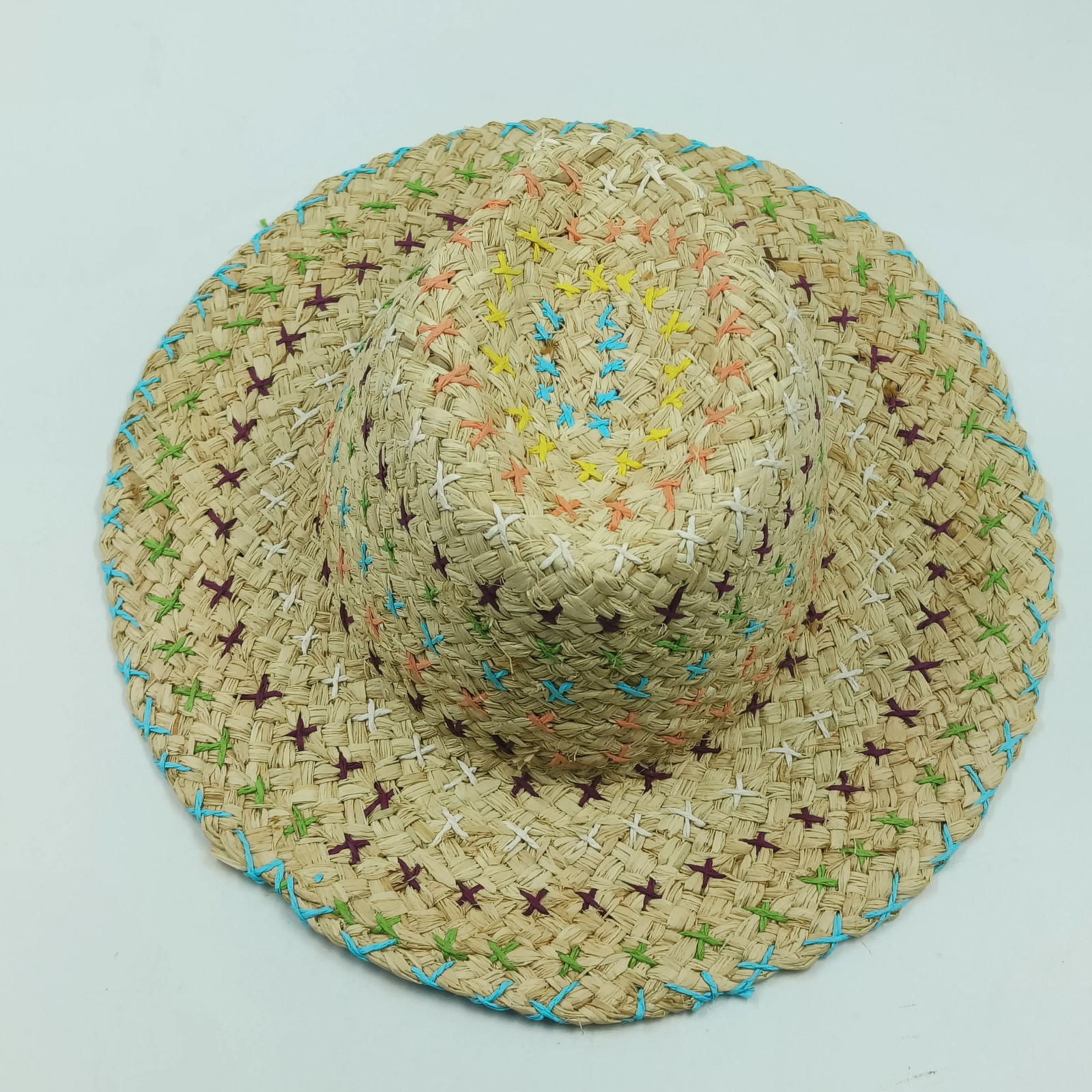 Raffia straw hat for women Bohemian colorful stitched straw hat ladies vacation sun hat beach summer vacation jazz hat panama 250516