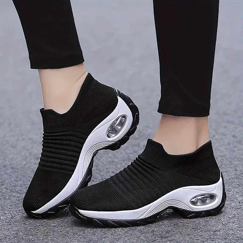 Women Running Training Sneakers Female Air Cushion Causal Sport Shoes Slip On Walking Sock Shoes Dropshipping W250517