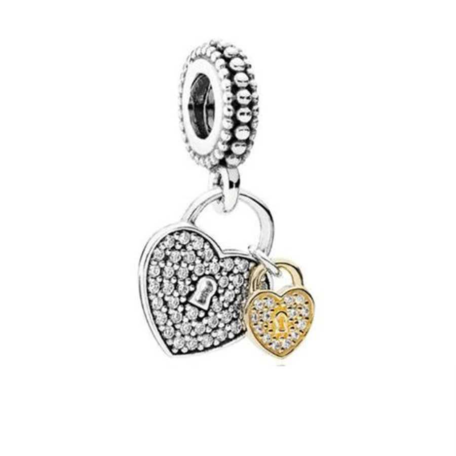 Hot Sale Two-Tone Splittable Heart Spinning Globe Dangle Charm Beads Fit Original Silver 925 Pan Bracelet DIY Jewelry GiftXJ250517