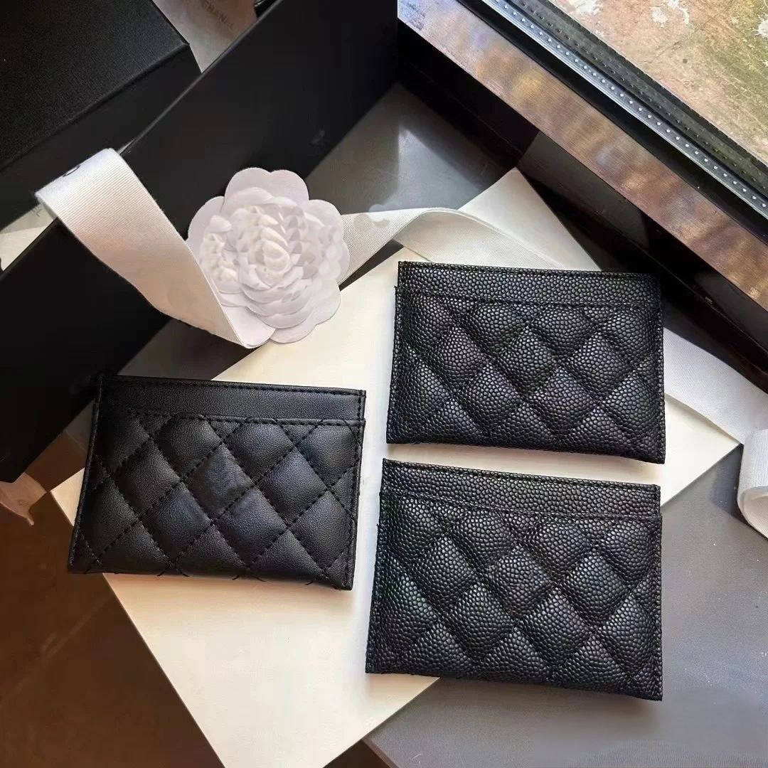 Top Luxury Designer Caviar Card Holder Leather Purse Fashion Y3 Womens Purses Mens Key Ring Credit Cards Wallet Bag Travel Documents Passport Holders
