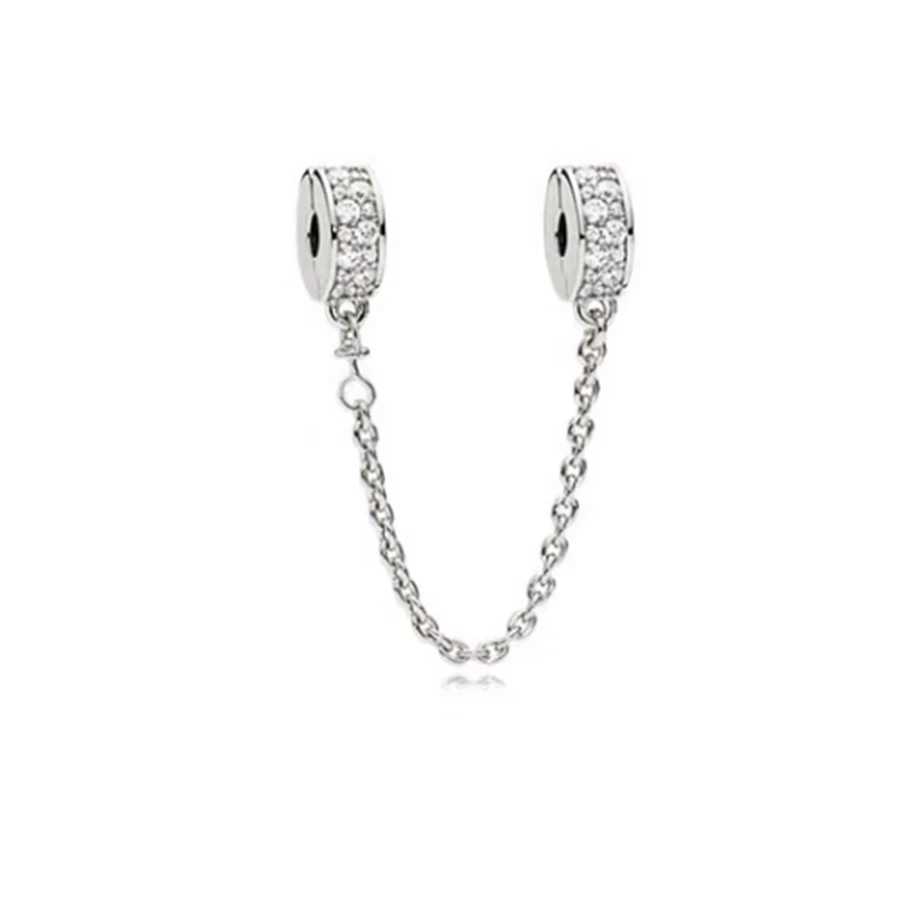 Sparkling Row ClipButterflies ClipHearium Cluster Safety Chain Charm Bead Fit Original Silver 925 Pan Bracelet Women JewelryXJ250517