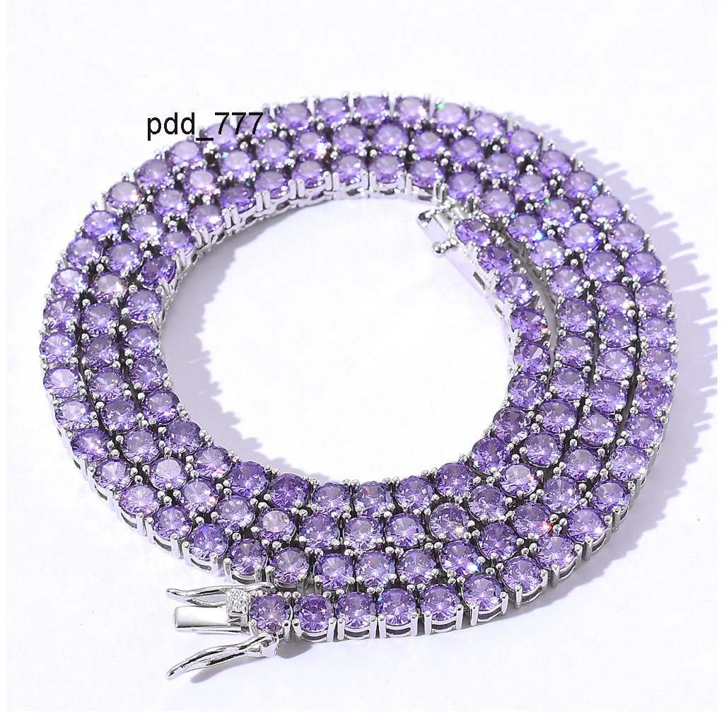 Purple Moissanite Tennis Chain Ice Wholesale Moissanite chain Custom Tennis