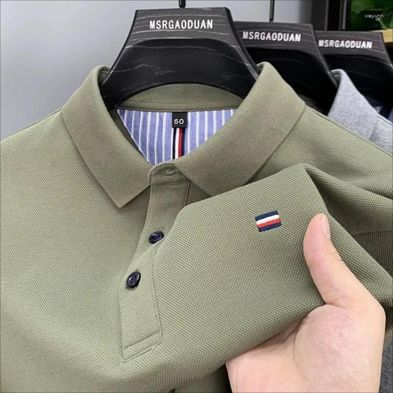 Mens Polos Pure Cotton Short Sleeved Polo Shirt Summer Lapel T-shirt Casual Half