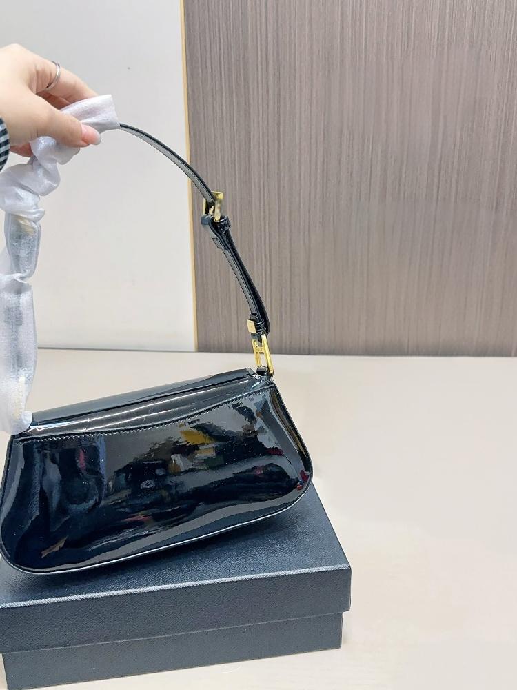 Lacquer leather retro versatile armpit bag, fashionable single shoulder high-end feeling, women's light luxury French single shoulder bag, French