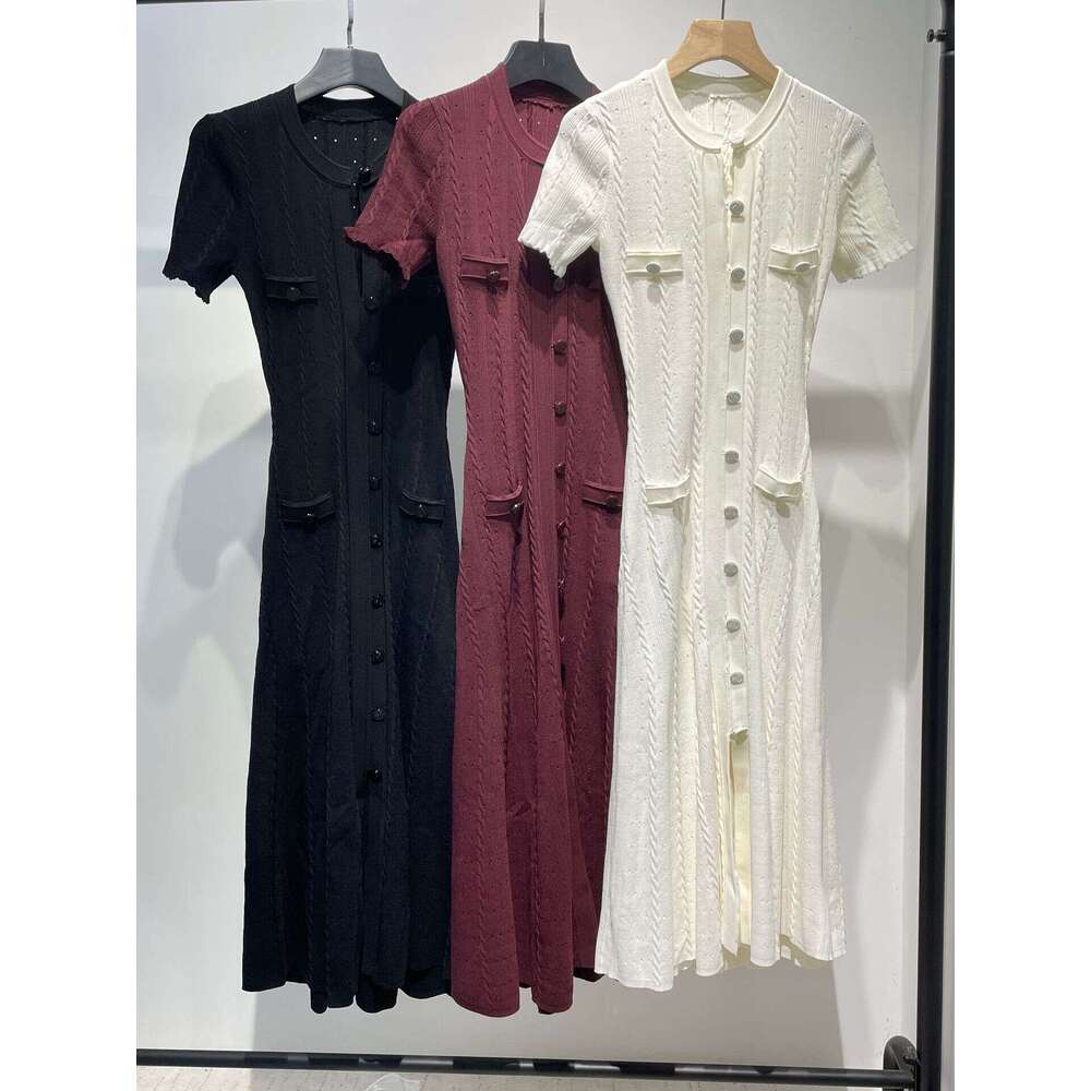 Maxi Dress Pure Yuan S Home New Autumn French Light Luxury Knitted Mushroom Edge Dress Female First Love Hollow Long Skirt KQ