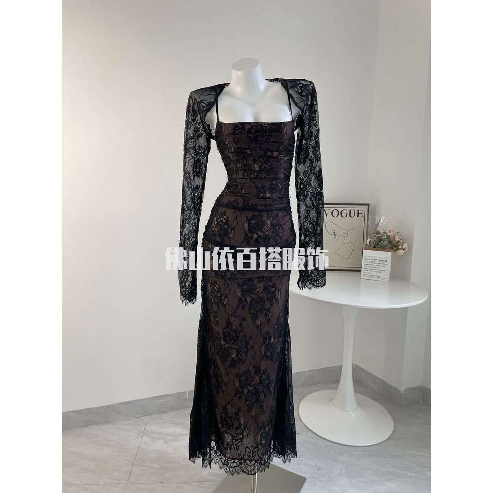 Maxi Dress Lace High End Creamy White Long Dress Mesh Slim Fit Sexy Women S Clothing Formai Dress