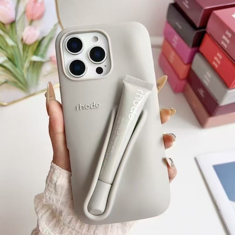 2025 rhode phone case Lipstick Case Apple iphone 16 pro max cases Lip Gloss Lipstick Lip Balm 3D Make-Up Silicone Phone Case for iPhone 15 14 13 Holde