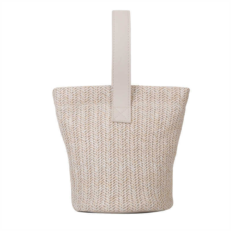 Summer Small Bag Women New Girl Grass Woven Bucket Bag Vacation Beach Bag Woven Handheld Bento Bag