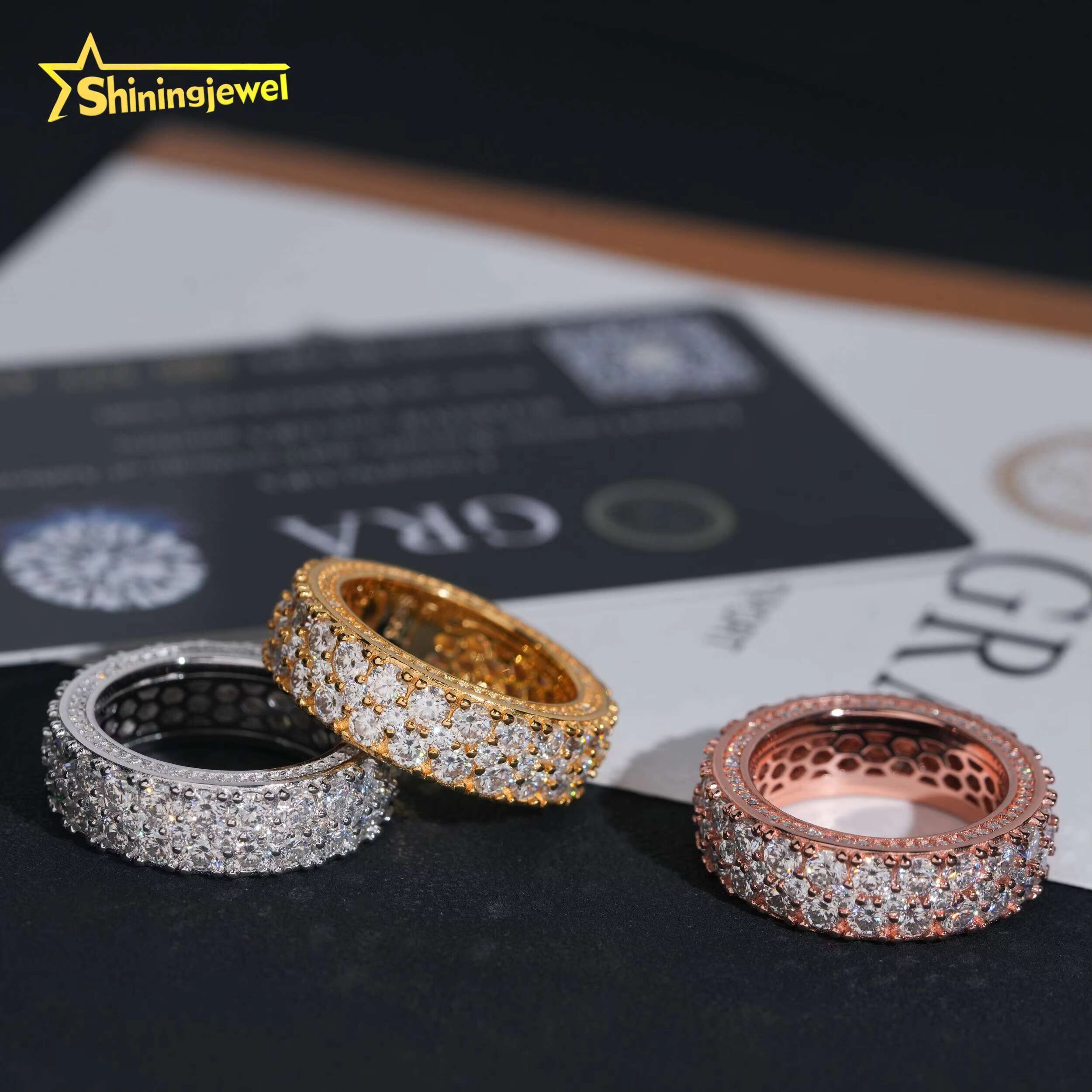 Pass Diamond Tester 925 Silver Iced Out Men Moissanite Diamond Ring Fashion Hip Hop Ring Gra Certified