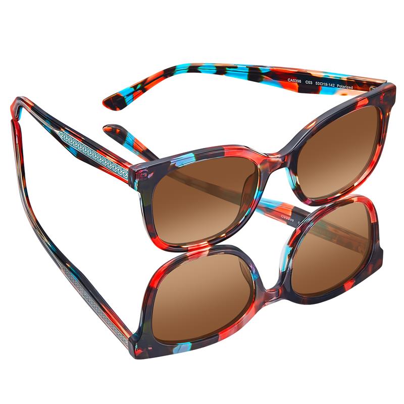 CARFIA Cat Eye Acetate Polarized Sunglasses for Women UV Protection, Retro Ladies Eyewears with Embossed Pattern Wire Core