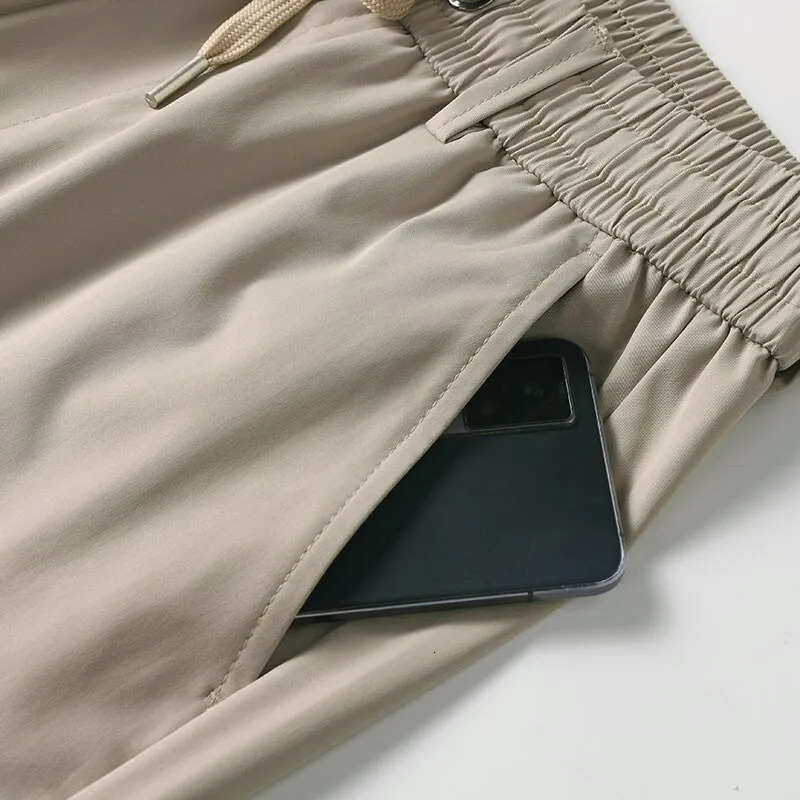 Mens Summer Casual Pants Ice Silk Elastic Waist Cool Breathable Running Sweatpants 5XL 250513Z