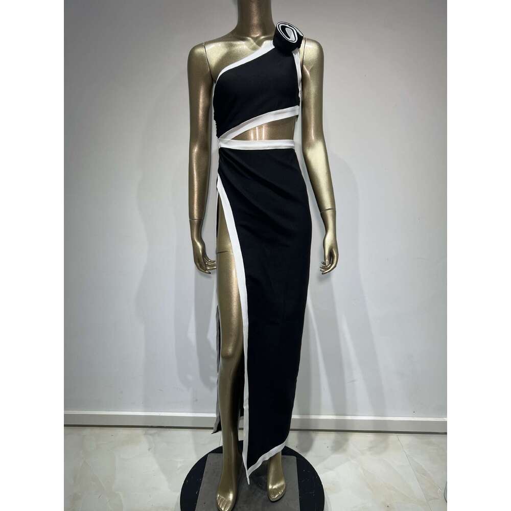 Maxi Dress New Bandage One Shoulder Sexy Spicy Girl Night High Split Dress KQ
